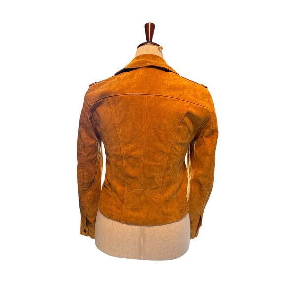 Vero Moda Suede Moto Jacket Cognac Zip Detail NWOT Size Large - Picture 3 of 11